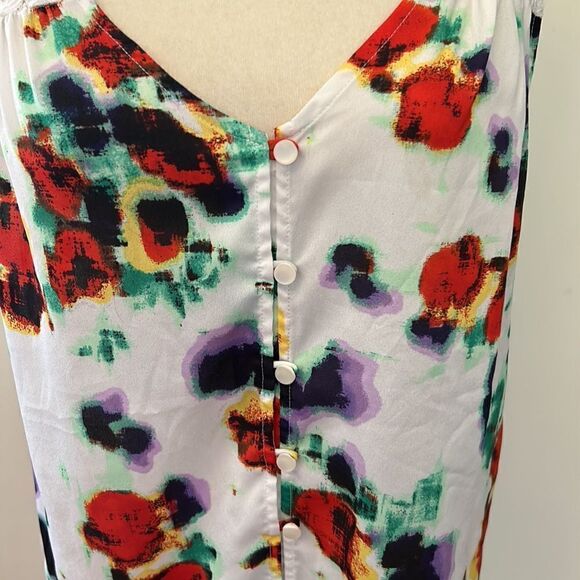 Kensie floral and lace button front sleeveless blouse Size M - Picture 3 of 9